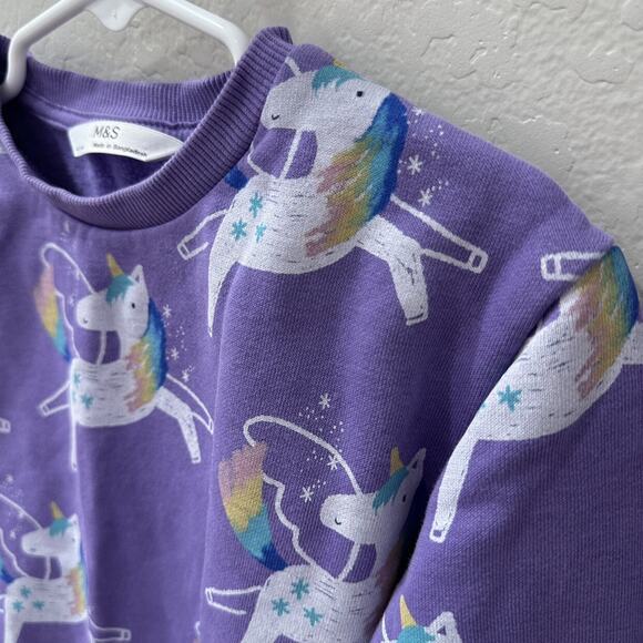 Marks & Spencer Purple Unicorns Sweatshirt & Leggings Outfit - Picture 2 of 10